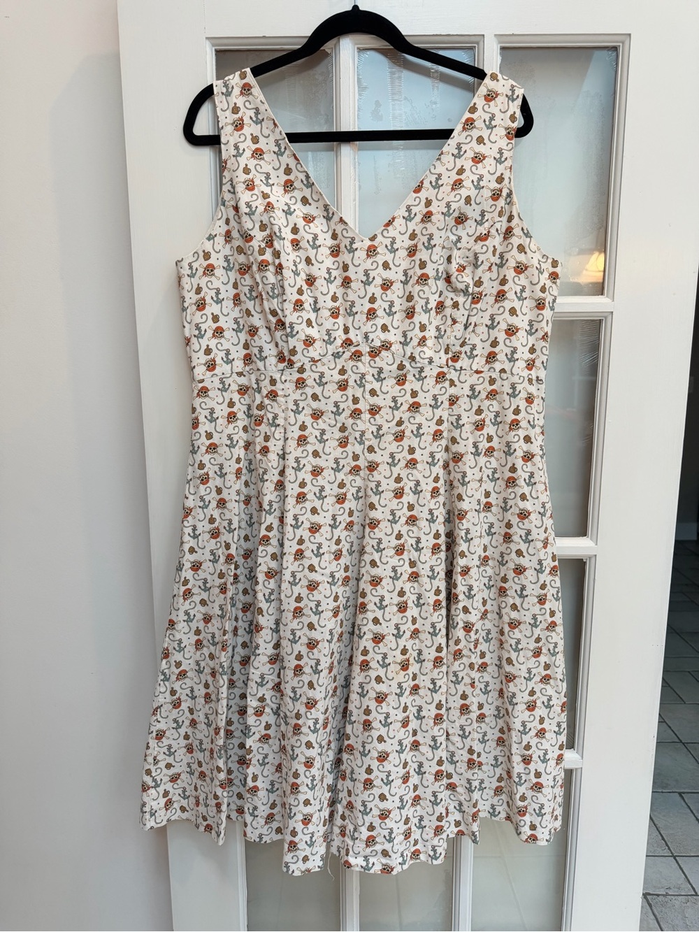 Custom Rockabilly Pinup Couture Nautical Punk Skull Punk Fit Flare Dress Size L